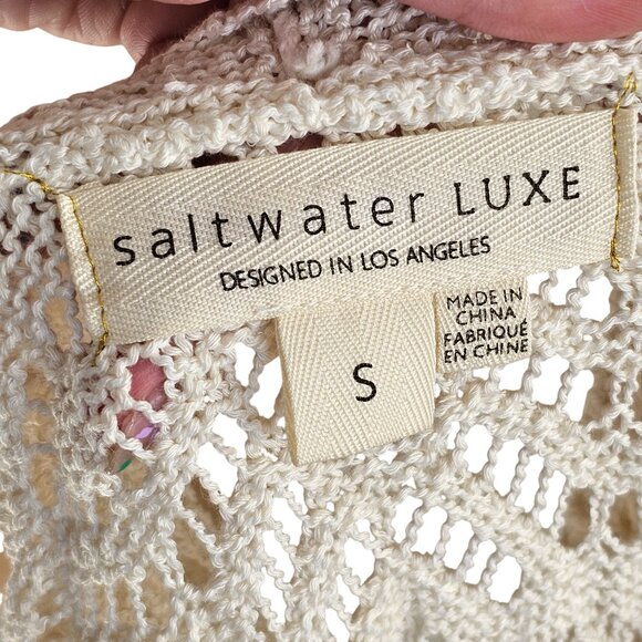 Saltwater LUXE Solana Sweater Crochet Style Open Front Cardigan Sz S - Picture 8 of 11